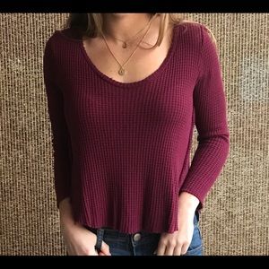 Maroon waffle sweater